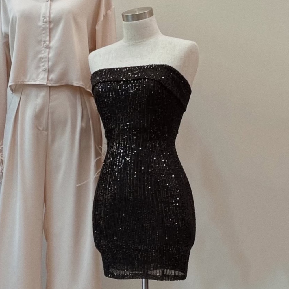 Mini Black Sequin Dress